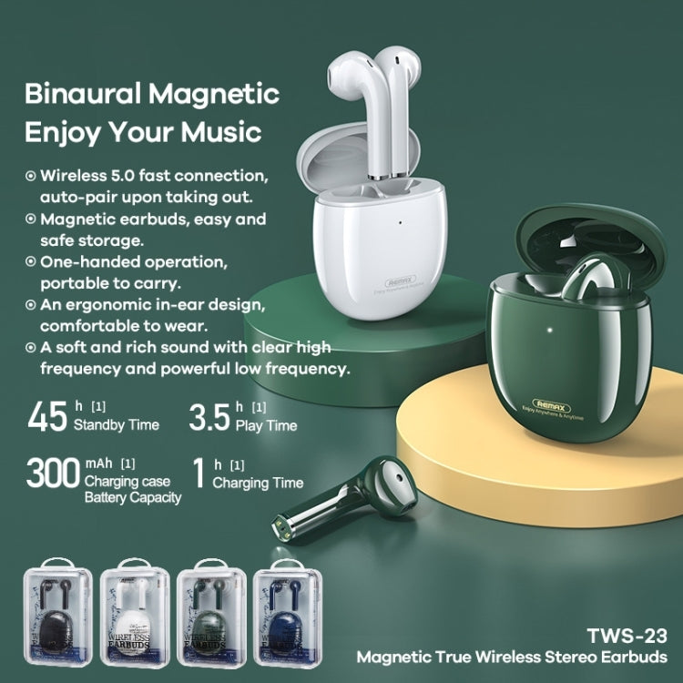 Remax TWS-23 Bluetooth 5.0 Magnetic True Wireless Stereo Bluetooth Earphone(White) - free shipping - PMC TechLife - Order now!