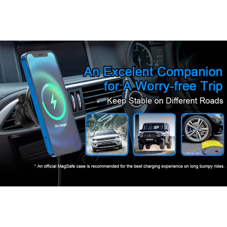 Mriowiz M-2002W 15W 360-degree Rotating MagSafe Magnetic Car Wireless Charger for iPhone 12 Series, with USB + USB-C / Type-C Data Cable, Cable Length: 1m - Wireless Charger Holders by PMC TechLife | Online Shopping South Africa | PMC TechLife