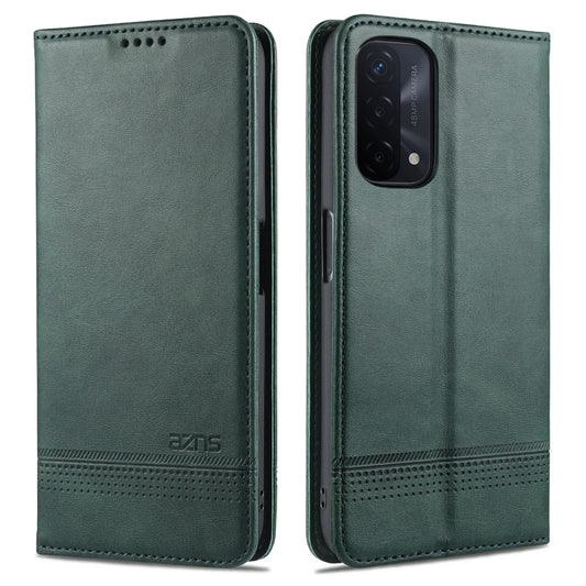 For OPPO A74 (5G) AZNS Magnetic Calf Texture Horizontal Flip Leather Case with Card Slots & Holder & Wallet(Dark Green) - OPPO Cases by AZNS | Online Shopping South Africa | PMC Jewellery | Buy Now Pay Later Mobicred