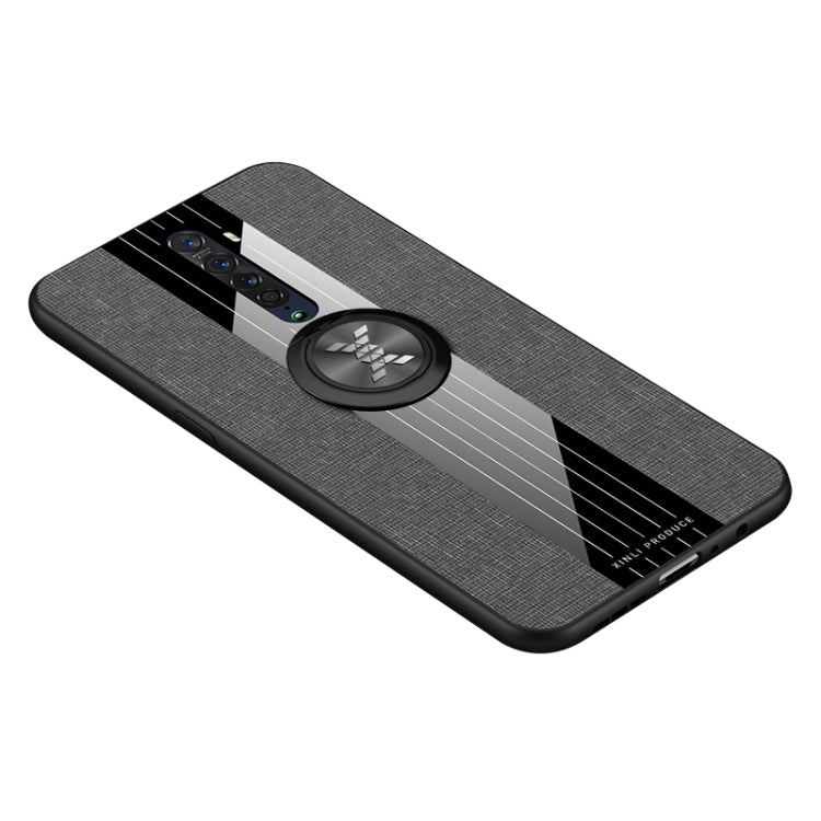 For OPPO Reno 2 XINLI Stitching Cloth Textue Shockproof TPU Protective Case with Ring Holder(Grey) - OPPO Cases by XINLI | Online Shopping South Africa | PMC TechLife | Buy Now Pay Later Mobicred