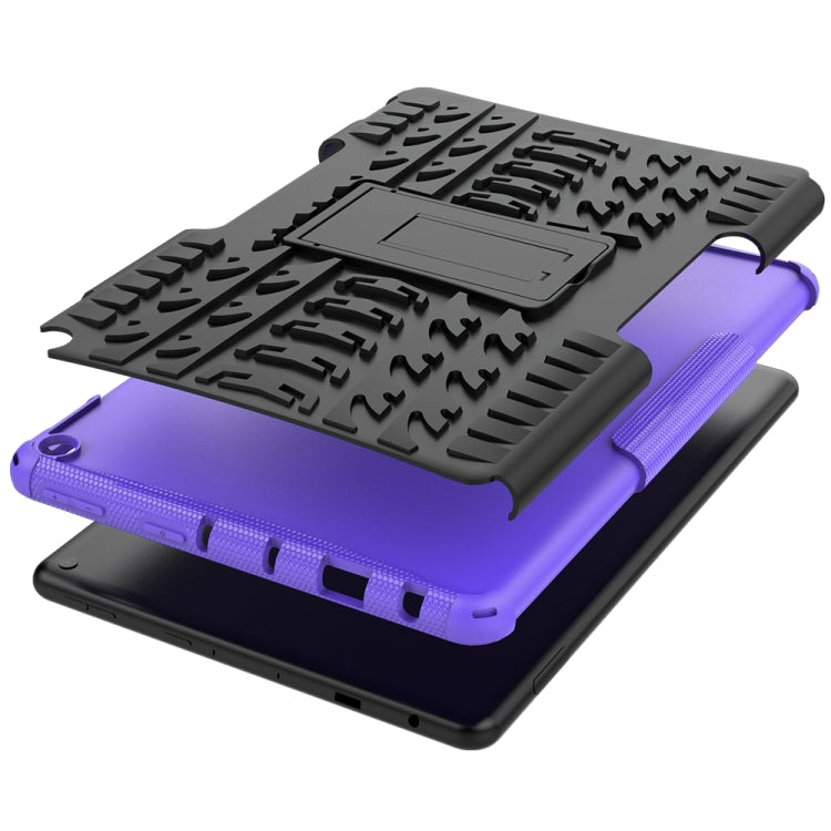 For Amazon Fire HD 10 2021 Tire Texture Shockproof TPU+PC Protective Case with Holder(Purple) - free shipping - PMC TechLife - Order now!