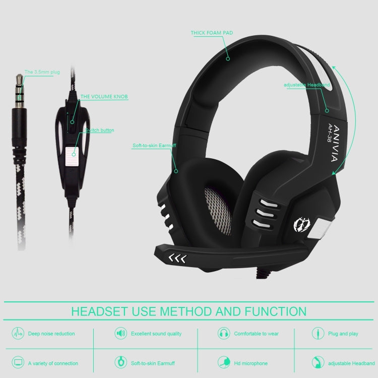 Anivia AH38 3.5mm Wired Gaming Headset with Microphone(Black Silver) - Multimedia Headset by SADES | Online Shopping South Africa | PMC Jewellery