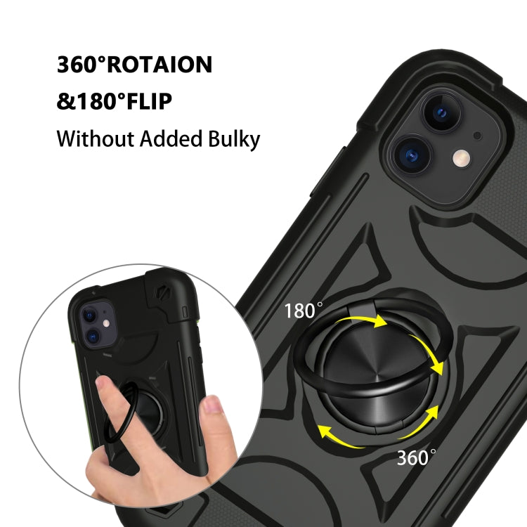 For iPhone 11 Shockproof Silicone + PC Protective Case with Dual-Ring Holder (Black) - iPhone 11 Cases by PMC TechLife | Online Shopping South Africa | PMC TechLife | Buy Now Pay Later Mobicred