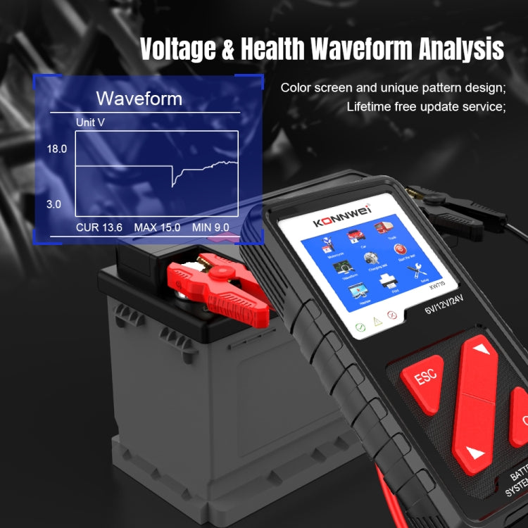 KONNWEI KW710 Car 3.2 inch 6V-24V Lead-acid Battery Tester Support 13 Languages - Code Readers & Scan Tools by KONNWEI | Online Shopping South Africa | PMC Jewellery | Buy Now Pay Later Mobicred