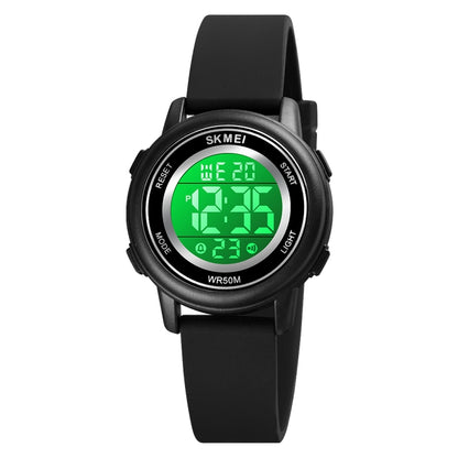 SKMEI 1721 Triplicate Round Dial LED Digital Display Luminous Silicone Strap Electronic Watch(Black) - LED Digital Watches by SKMEI | Online Shopping South Africa | PMC Jewellery | Buy Now Pay Later Mobicred