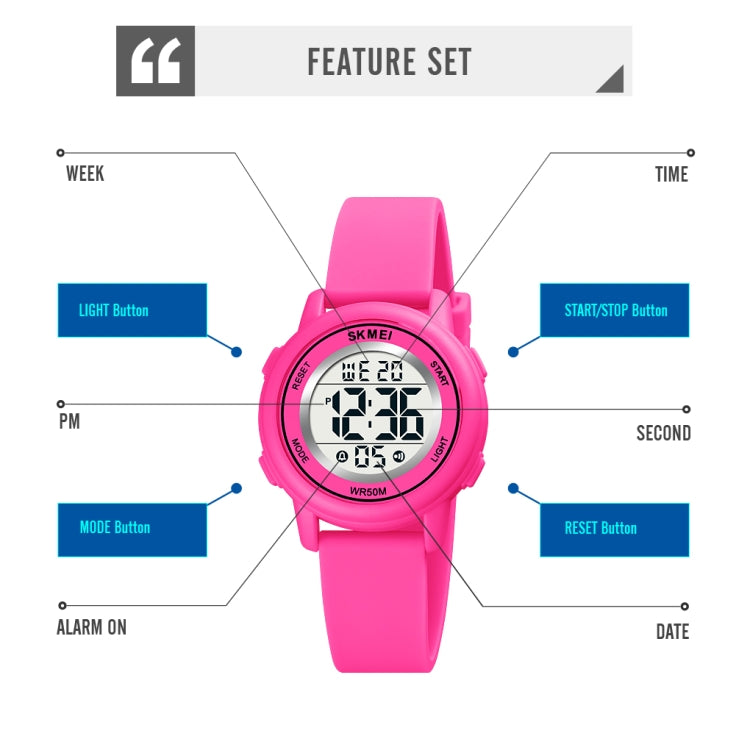 SKMEI 1721 Triplicate Round Dial LED Digital Display Luminous Silicone Strap Electronic Watch(Rose Red) - LED Digital Watches by SKMEI | Online Shopping South Africa | PMC Jewellery | Buy Now Pay Later Mobicred