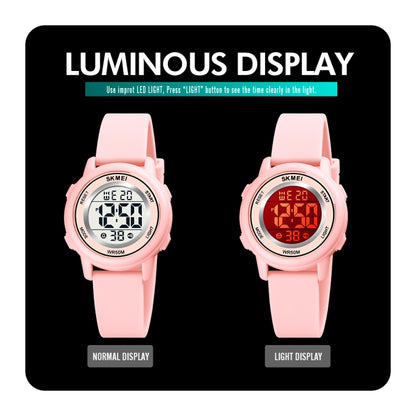 SKMEI 1721 Triplicate Round Dial LED Digital Display Luminous Silicone Strap Electronic Watch(Orange) - LED Digital Watches by SKMEI | Online Shopping South Africa | PMC Jewellery | Buy Now Pay Later Mobicred