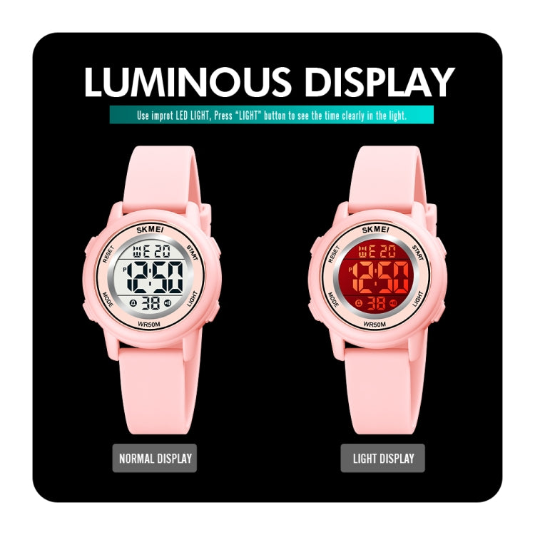 SKMEI 1721 Triplicate Round Dial LED Digital Display Luminous Silicone Strap Electronic Watch(Rose Red) - LED Digital Watches by SKMEI | Online Shopping South Africa | PMC Jewellery | Buy Now Pay Later Mobicred