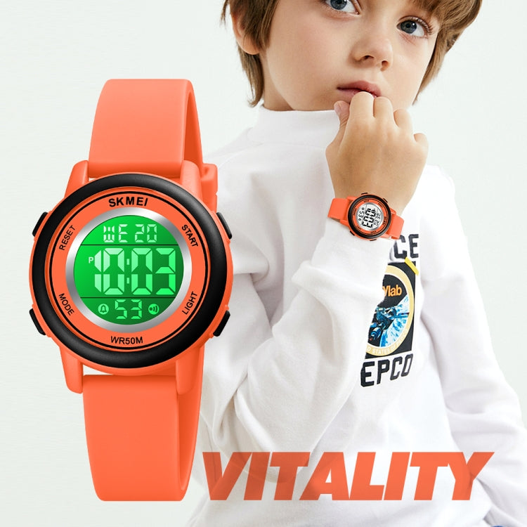 SKMEI 1721 Triplicate Round Dial LED Digital Display Luminous Silicone Strap Electronic Watch(Orange) - LED Digital Watches by SKMEI | Online Shopping South Africa | PMC Jewellery | Buy Now Pay Later Mobicred