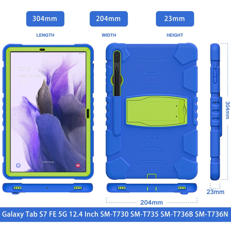 For Samsung Galaxy Tab S7+/ Tab S7 FE / Tab S8+ 3-Layer Protection Screen Frame + PC + Silicone Combination Case with Holder(Blue+Lime) - Other Galaxy Tab PC by PMC Jewellery | Online Shopping South Africa | PMC Jewellery