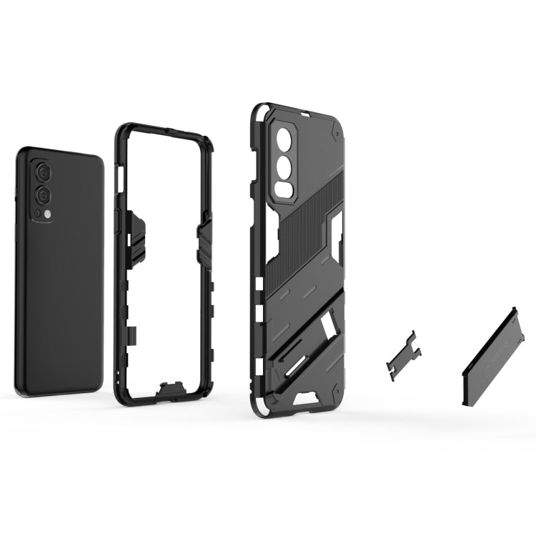 For OnePlus Nord 2 5G Punk Armor 2 in 1 PC + TPU Shockproof Case with Invisible Holder(Black) - OnePlus Cases by PMC TechLife | Online Shopping South Africa | PMC TechLife | Buy Now Pay Later Mobicred