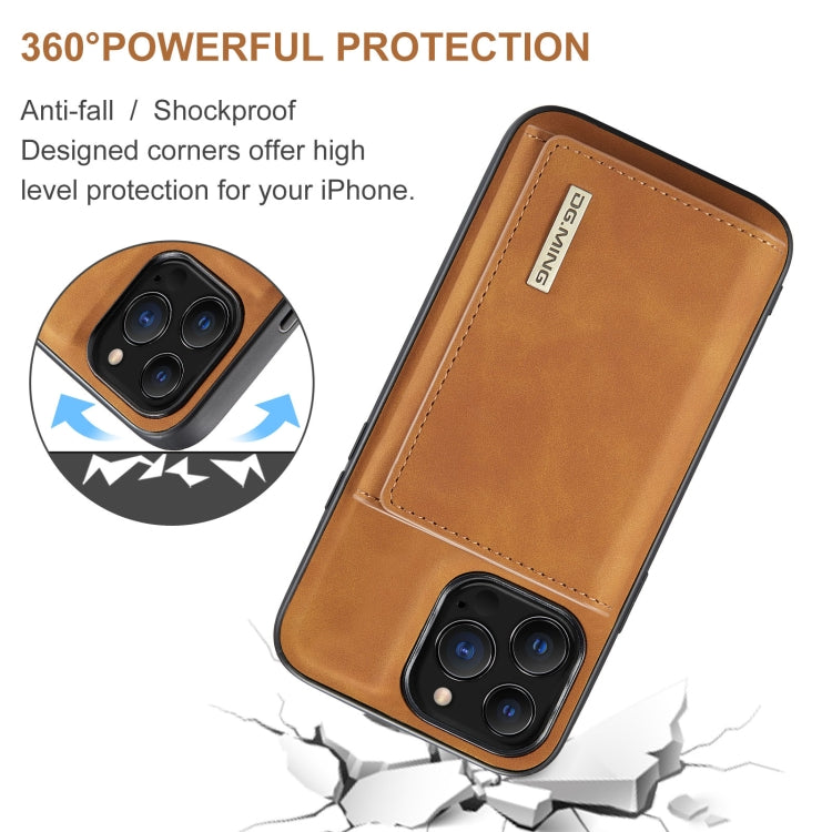 For iPhone 13 Pro Max DG.MING M1 Series 3-Fold Multi Card Wallet Shockproof Case with Holder Function (Brown) - free shipping - PMC TechLife - Order now!