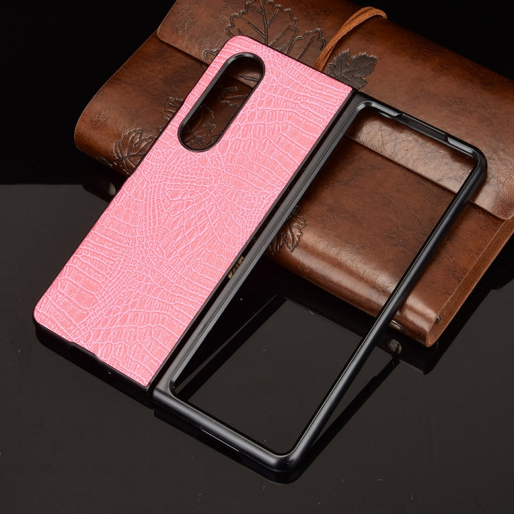 For Samsung Galaxy Z Fold3 5G Shockproof Crocodile Texture PC + PU Case(Pink) - free shipping - PMC TechLife - Order now!