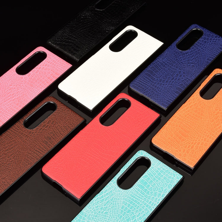 For Samsung Galaxy Z Fold3 5G Shockproof Crocodile Texture PC + PU Case(Pink) - free shipping - PMC TechLife - Order now!