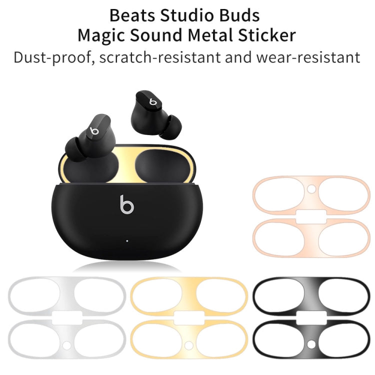 For Beats Studio Buds Wireless Bluetooth Earphone Magic Sound Metal Protective Sticker(Black) - Protective Sticker by PMC Jewellery | Online Shopping South Africa | PMC Jewellery