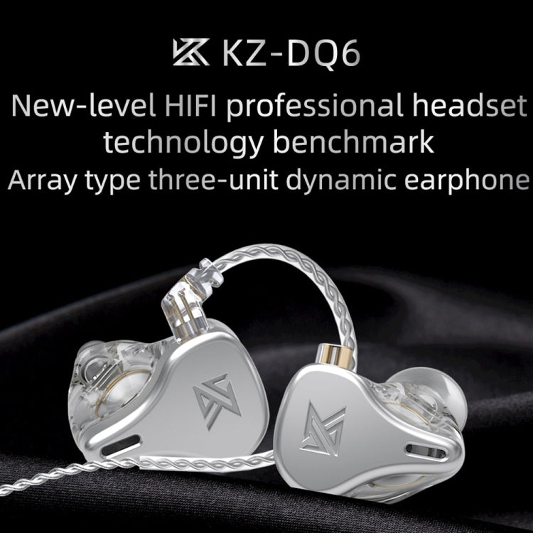 KZ DQ6 3-unit Dynamic HiFi In-Ear Wired Earphone With Mic(Grey) - In Ear Wired Earphone by KZ | Online Shopping South Africa | PMC Jewellery | Buy Now Pay Later Mobicred