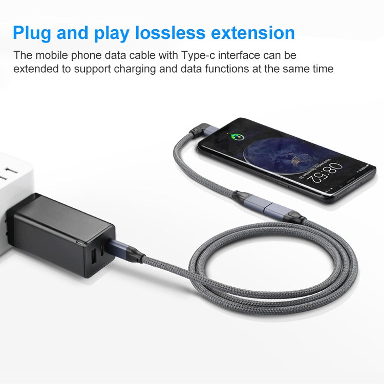 100W USB-C / Type-C Elbow Male to USB-C / Type-C Female Full-function Data Extension Cable, Cable Length:0.5m - free shipping - PMC TechLife - Order now!
