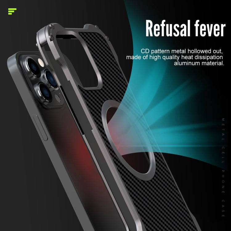 For iPhone 13 Pro Max R-JUST RJ51 Hollow Shockproof Metal Protective Case (Dark Grey) - free shipping - PMC TechLife - Order now!