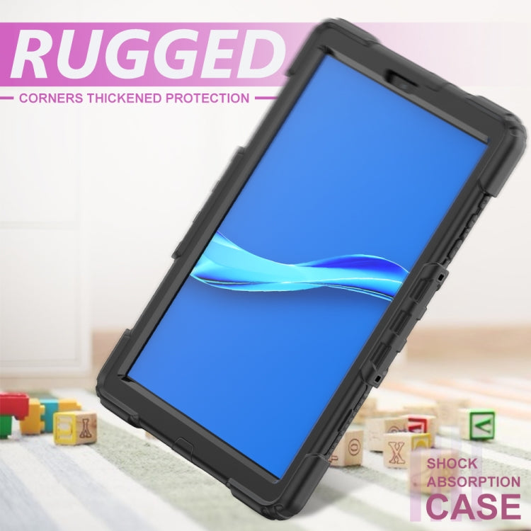 For Lenovo Tab M10 HD TB-X306X Shockproof Colorful Silicone + PC Protective Tablet Case with Holder & Shoulder Strap & Hand Strap(Black) - Lenovo by PMC Jewellery | Online Shopping South Africa | PMC Jewellery