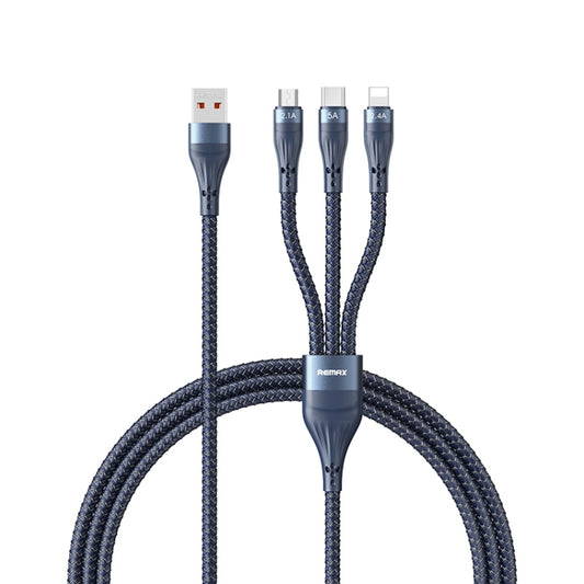 REMAX RC-199th Whirly Series 5A USB to USB-C / Type-C + 8 Pin + Micro USB Fast Charging Data Cable, Cable Length: 1.2m(Midnight Blue) - Multifunction Cable by REMAX | Online Shopping South Africa | PMC Jewellery