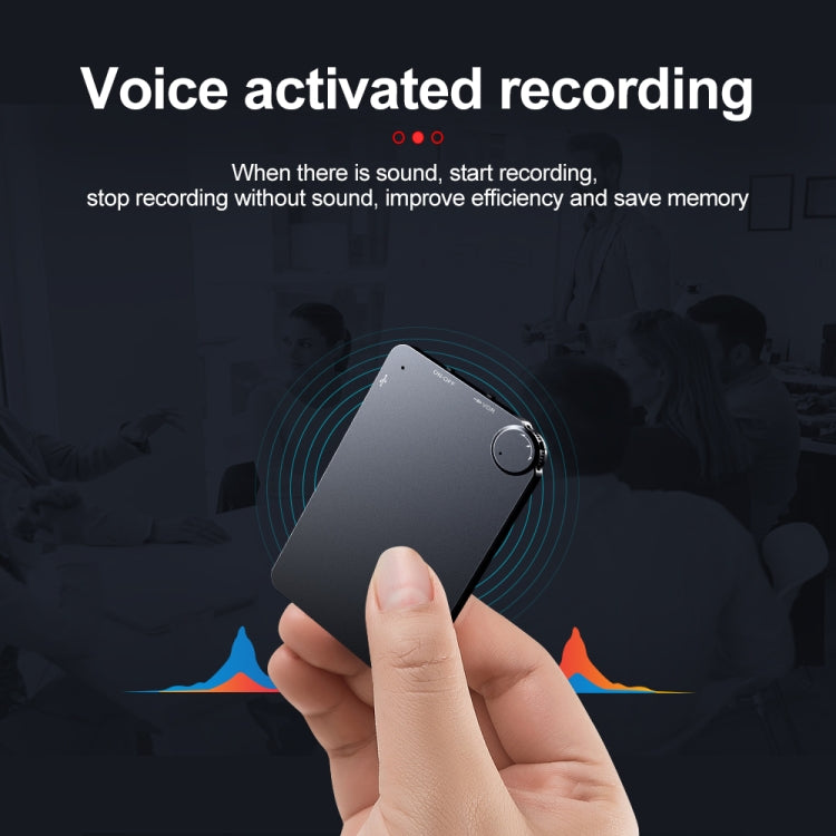 K2 Portable Ultra-thin Card Voice Recorder, Capacity:16GB(Black) -  by PMC Jewellery | Online Shopping South Africa | PMC Jewellery