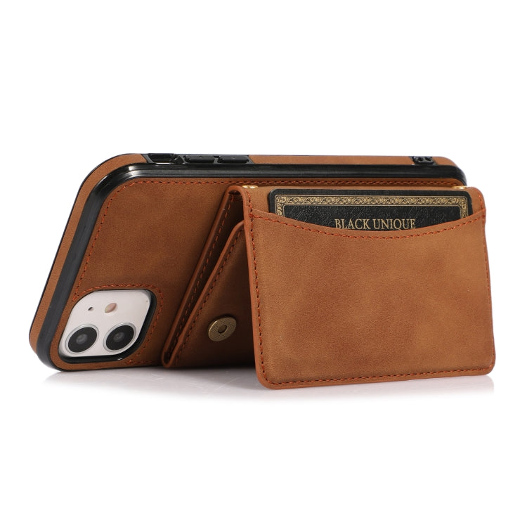 Three-fold Leather Phone Case with Card Slot & Wallet & Holder For iPhone 11(Brown) - iPhone 11 Cases by PMC TechLife | Online Shopping South Africa | PMC TechLife | Buy Now Pay Later Mobicred