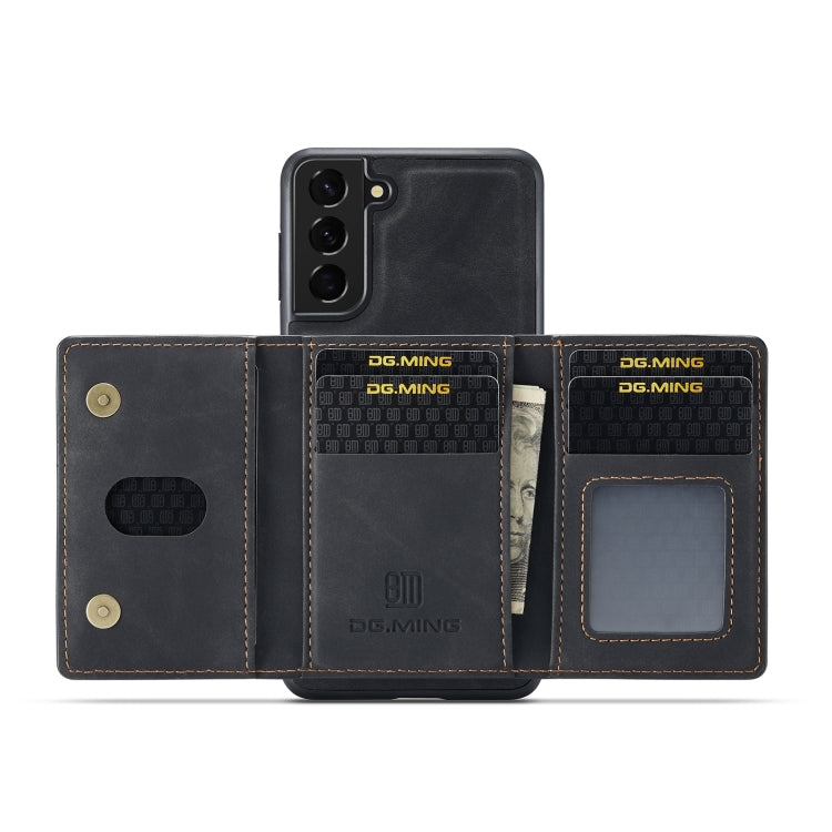 For Samsung Galaxy S22 5G DG.MING M2 Series 3-Fold Multi Card Bag Back Cover Phone Case(Black) - Galaxy S22 5G Cases by DG.MING | Online Shopping South Africa | PMC Jewellery | Buy Now Pay Later Mobicred