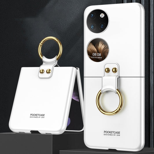 For Huawei P50 Pocket GKK Ultra-thin Full Coverage Phone Case with Ring(White) - Huawei Cases by GKK | Online Shopping South Africa | PMC Jewellery