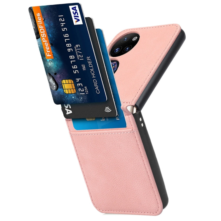 For Huawei P50 Pocket Lambskin Texture Card Folding Phone Case(Pink) - Huawei Cases by PMC TechLife | Online Shopping South Africa | PMC TechLife | Buy Now Pay Later Mobicred