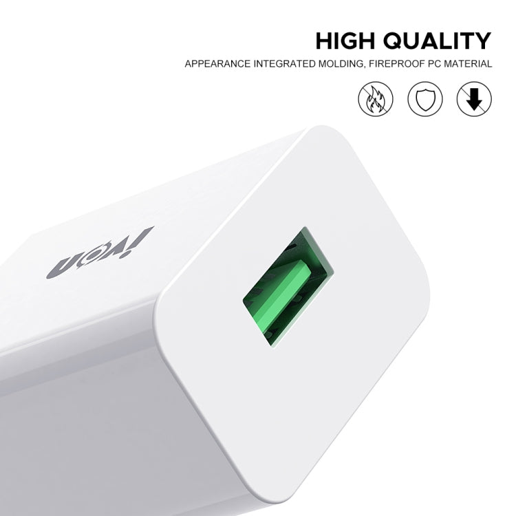 IVON AD-35 2 in 1 18W QC3.0 USB Port Travel Charger + 1m USB to 8 Pin Data Cable Set, US Plug(White) - USB Charger by IVON | Online Shopping South Africa | PMC Jewellery