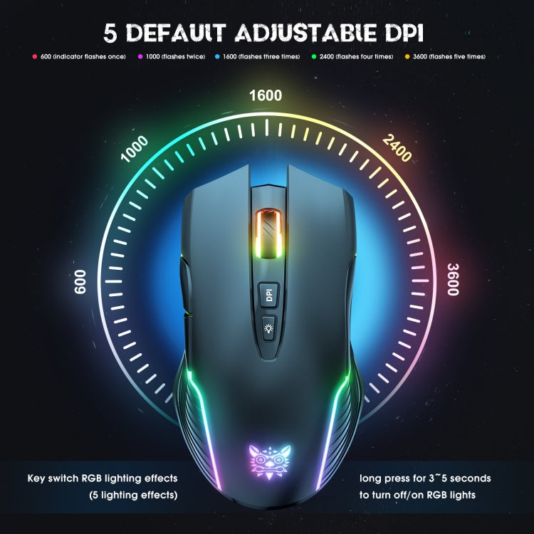 ONIKUMA CW905 2.4G RGB Lighting Wireless Mouse(Black) - Wireless Mice by ONIKUMA | Online Shopping South Africa | PMC Jewellery | Buy Now Pay Later Mobicred