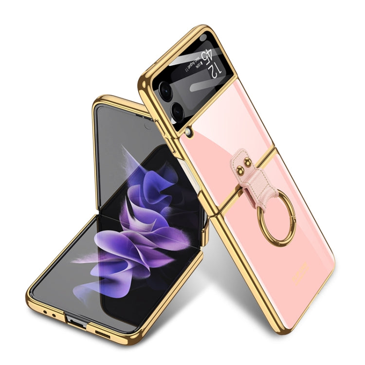 For Samsung Galaxy Z Flip3 5G GKK Integrated Solid Color Plating Phone Case with Ring Holder(Cosmetic Pink) - Galaxy Phone Cases by GKK | Online Shopping South Africa | PMC Jewellery