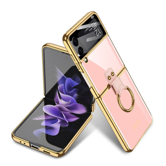 For Samsung Galaxy Z Flip3 5G GKK Integrated Solid Color Plating Phone Case with Ring Holder(Cosmetic Pink) - Galaxy Phone Cases by GKK | Online Shopping South Africa | PMC Jewellery | Buy Now Pay Later Mobicred