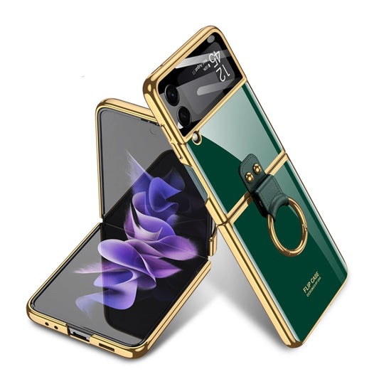 For Samsung Galaxy Z Flip3 5G GKK Integrated Solid Color Plating Phone Case with Ring Holder(Emerald Green) - Galaxy Phone Cases by GKK | Online Shopping South Africa | PMC Jewellery | Buy Now Pay Later Mobicred