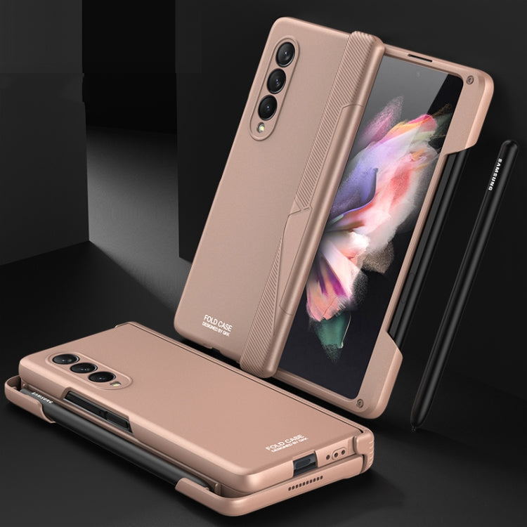 For Samsung Galaxy Z Fold3 5G GKK Magnetic Hinged Phone Flip Case with Side Pen Slot(Mist Gold) - Galaxy Phone Cases by GKK | Online Shopping South Africa | PMC Jewellery