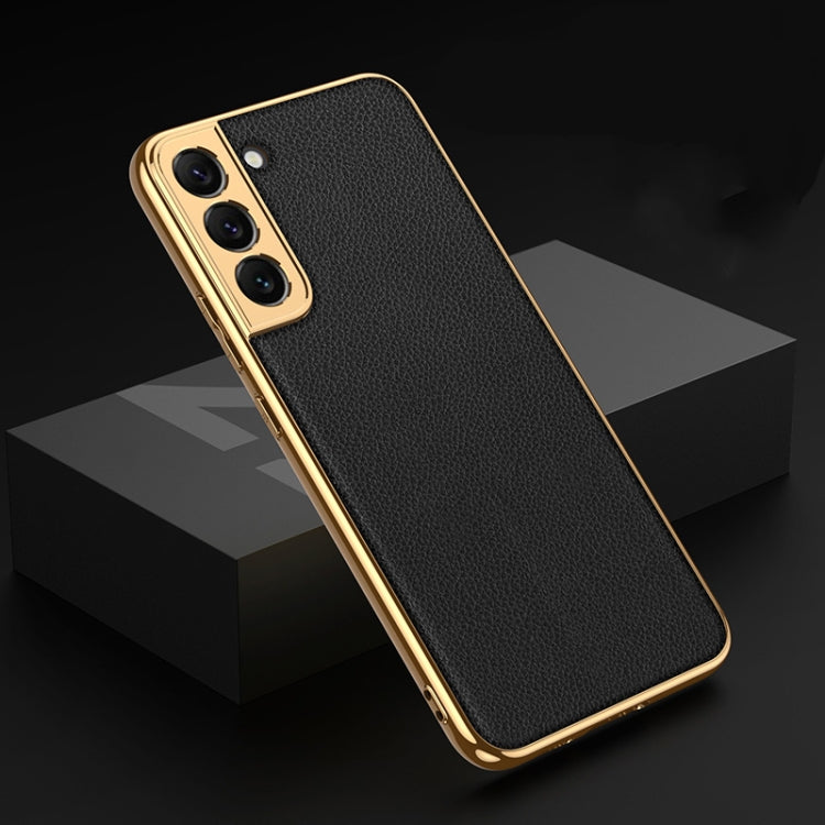 For Samsung Galaxy S22 5G GKK Plating TPU + Leather Full Coverage Phone Case(Black) - Galaxy S22 5G Cases by GKK | Online Shopping South Africa | PMC Jewellery