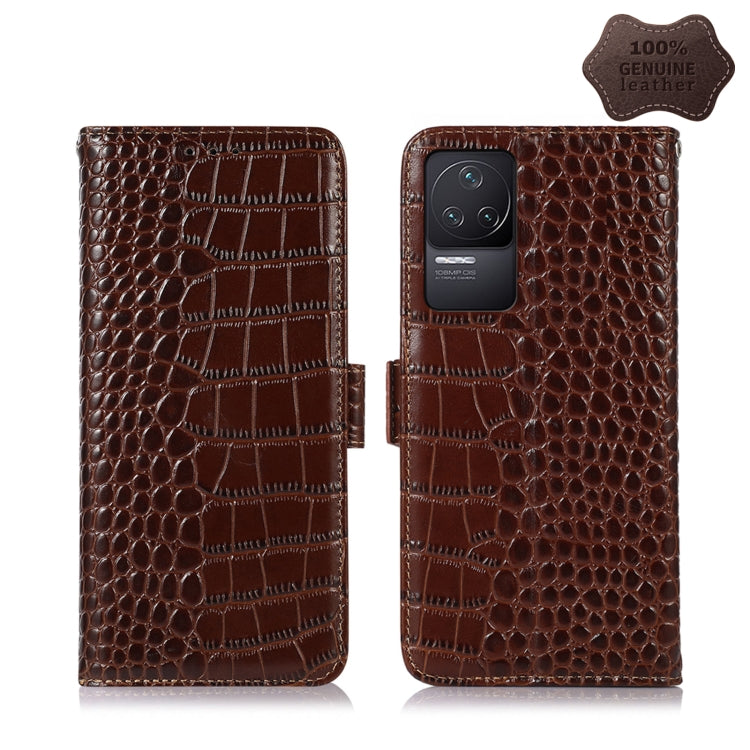 For Xiaomi Redmi K50 / K50 Pro Crocodile Top Layer Cowhide Leather Phone Case(Brown) - Xiaomi Cases by PMC TechLife | Online Shopping South Africa | PMC TechLife
