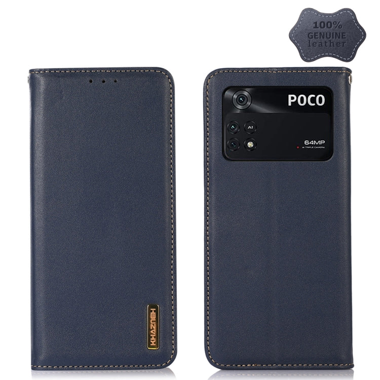 For Xiaomi Poco M4 Pro 4G KHAZNEH Nappa Top Layer Cowhide Leather Phone Case(Blue) - Xiaomi Cases by PMC TechLife | Online Shopping South Africa | PMC TechLife