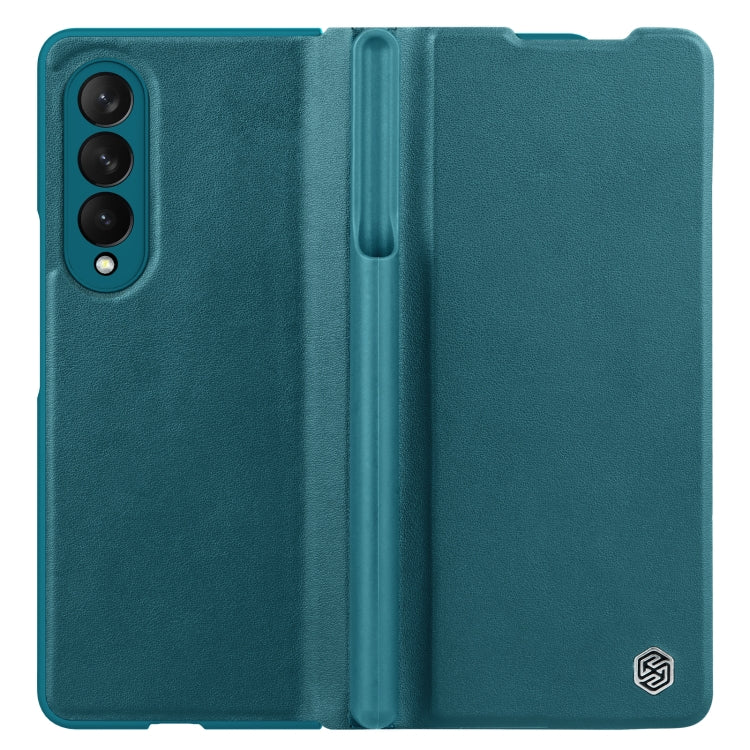 For Samsung Galaxy Z Fold3 / W22 5G NILLKIN QIN Series Crazy Horse Texture Leather Case(Blue) - Galaxy Phone Cases by NILLKIN | Online Shopping South Africa | PMC Jewellery