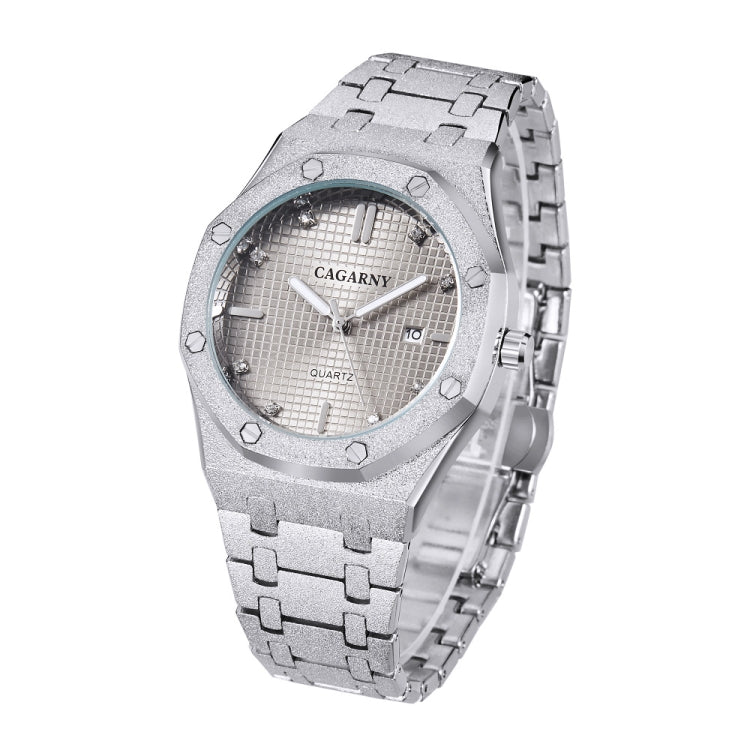 CAGARNY 6885 Simple Stone Surface Quartz Steel Band Watch For Men(Silver Shell Grey Surface) - Metal Strap Watches by CAGARNY | Online Shopping South Africa | PMC Jewellery | Buy Now Pay Later Mobicred