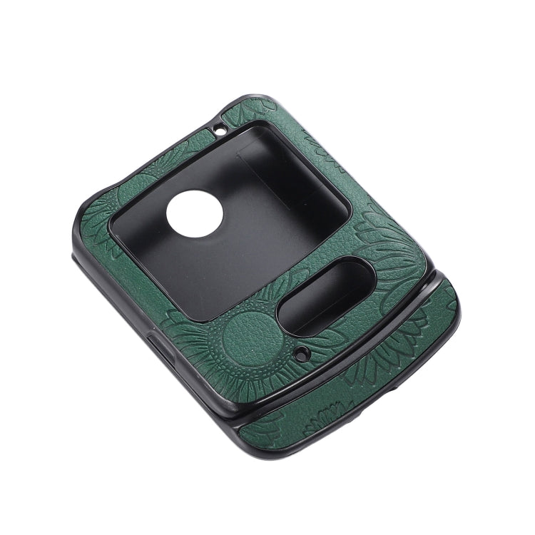 For Motorola Razr 5G Sunflower Pattern PU+TPU+PC Shockproof Phone Case(Green) - Motorola Cases by PMC TechLife | Online Shopping South Africa | PMC TechLife | Buy Now Pay Later Mobicred