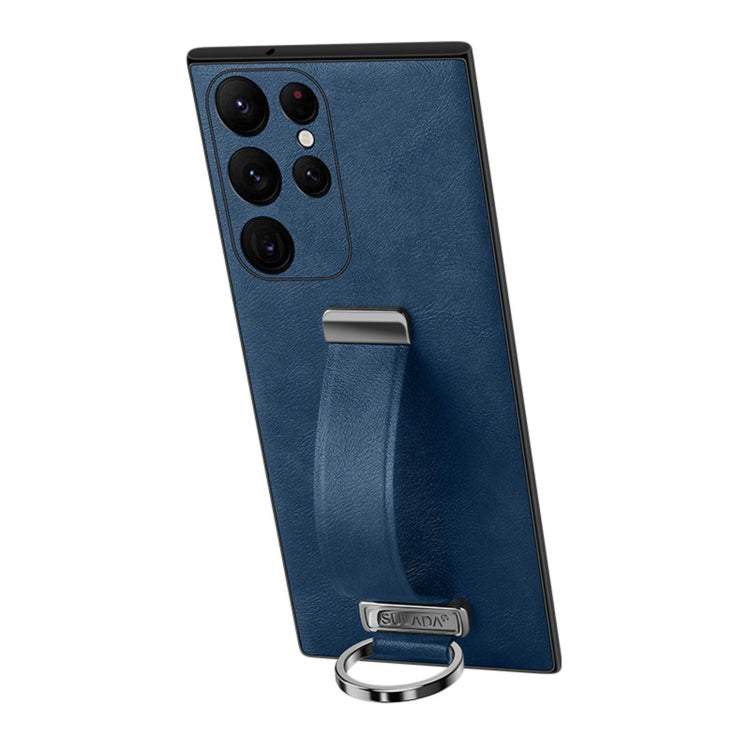 For Samsung Galaxy S22 Ultra 5G SULADA Cool Series PC + Leather Texture Skin Feel Shockproof Phone Case(Blue) - Galaxy S22 Ultra 5G Cases by SULADA | Online Shopping South Africa | PMC Jewellery