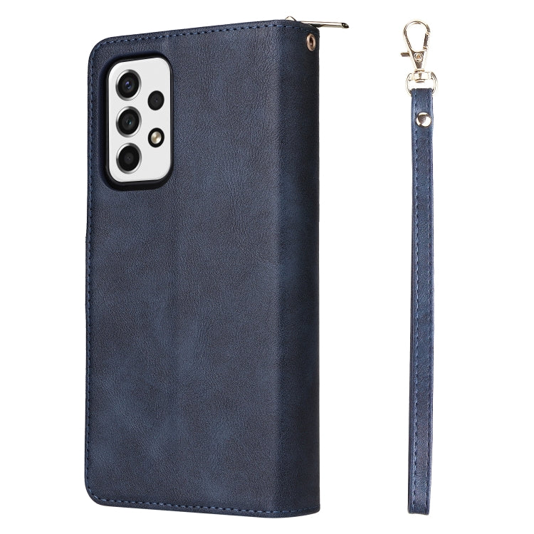 For Samsung Galaxy A23 9 Card Slots Zipper Wallet Bag Leather Phone Case(Blue) - Galaxy Phone Cases by PMC TechLife | Online Shopping South Africa | PMC TechLife | Buy Now Pay Later Mobicred