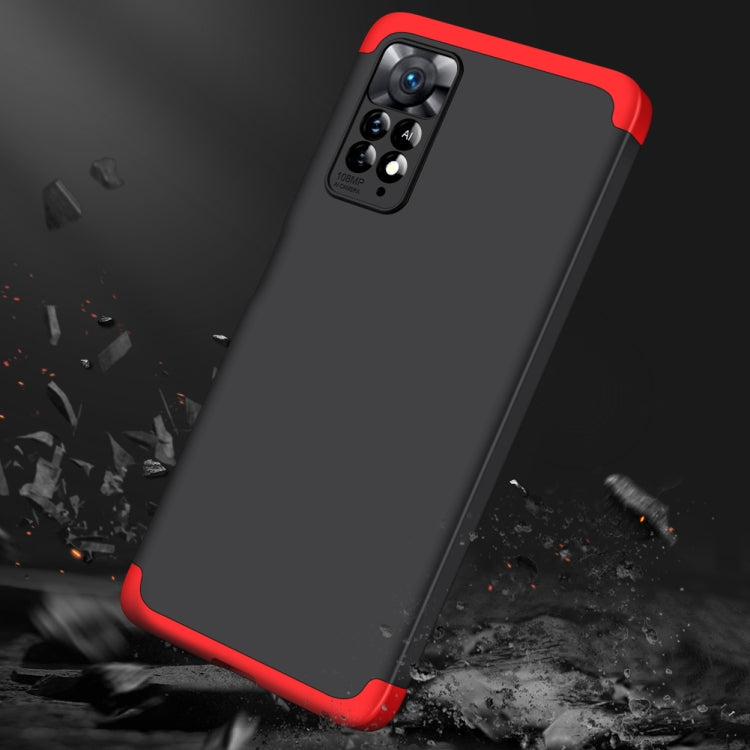 For Xiaomi Redmi Note 11 Pro 4G / 5G Global GKK Three Stage Splicing Full Coverage PC Case(Black Red) - Redmi Note 11 Pro Case by GKK | Online Shopping South Africa | PMC Jewellery