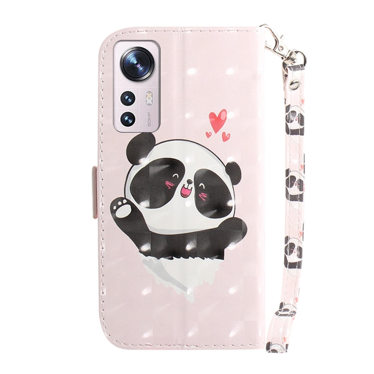 For Xiaomi 12 / 12X 3D Colored Horizontal Flip Leather Phone Case(Heart Panda) - 12 Cases by PMC Jewellery | Online Shopping South Africa | PMC Jewellery