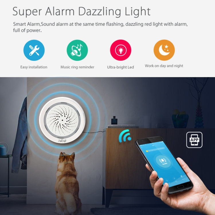 NEO NAS-AB02WT WiFi USB Siren Alarm with Temperature & Humidity Sensor - free shipping - PMC TechLife - Order now!