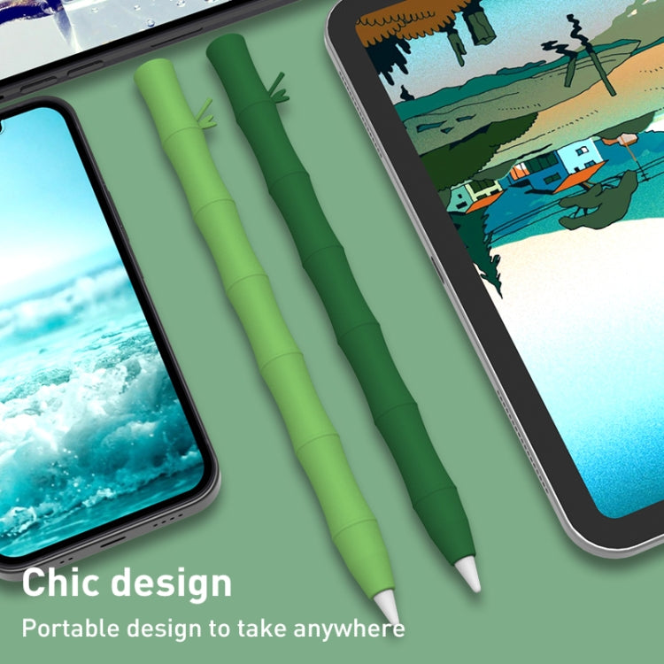 Bamboo Liquid Silicone Gel Stylus Pen Protective Case For Apple Pencil 1(Dark Green) - Pencil Accessories by PMC TechLife | Online Shopping South Africa | PMC TechLife