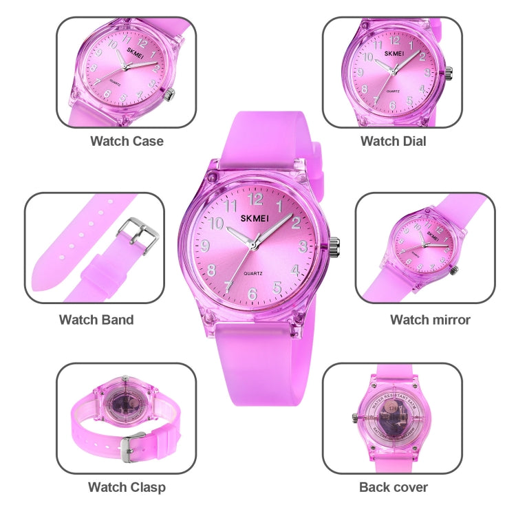 SKMEI 1760 Stainless Steel Buckle Silicone Strap Waterproof Quartz Watch(Purple Transparent) - Silicone Strap Watches by SKMEI | Online Shopping South Africa | PMC Jewellery | Buy Now Pay Later Mobicred