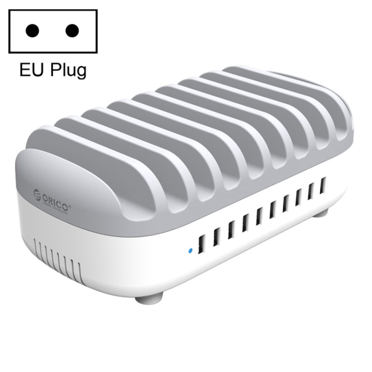ORICO DUK-10P-DX 120W 5V 2.4A 10 Ports USB Charging Station, EU Plug(White) - Multifunction Charger by ORICO | Online Shopping South Africa | PMC Jewellery