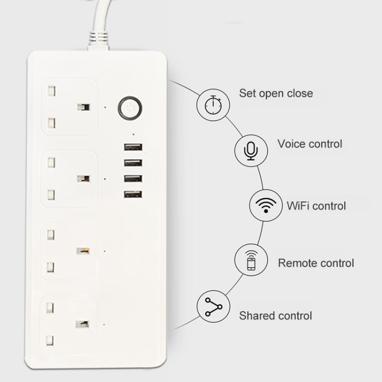 WIFI  13A SM-SO301-K 4 Holes + 4 USB Multi-purpose Smart Power Strip, UK Plug - Smart Socket by PMC TechLife | Online Shopping South Africa | PMC TechLife